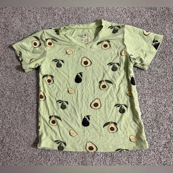 Kyte Baby Toddler V-Neck Tee Shirt in Avocado Print Green Size 3T Bamboo Shirt - Picture 3 of 9
